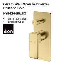 Ceram Wall Mixer With Diverter Brushed Gold HYB636-501BG
