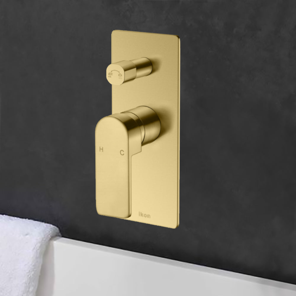 Ceram Wall Mixer With Diverter Brushed Gold HYB636-501BG