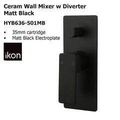 Ceram Wall Mixer With Diverter Matt Black HYB636-501MB