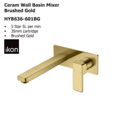 Ceram Wall Basin Mixer Brushed Gold HYB636-601LF-BG