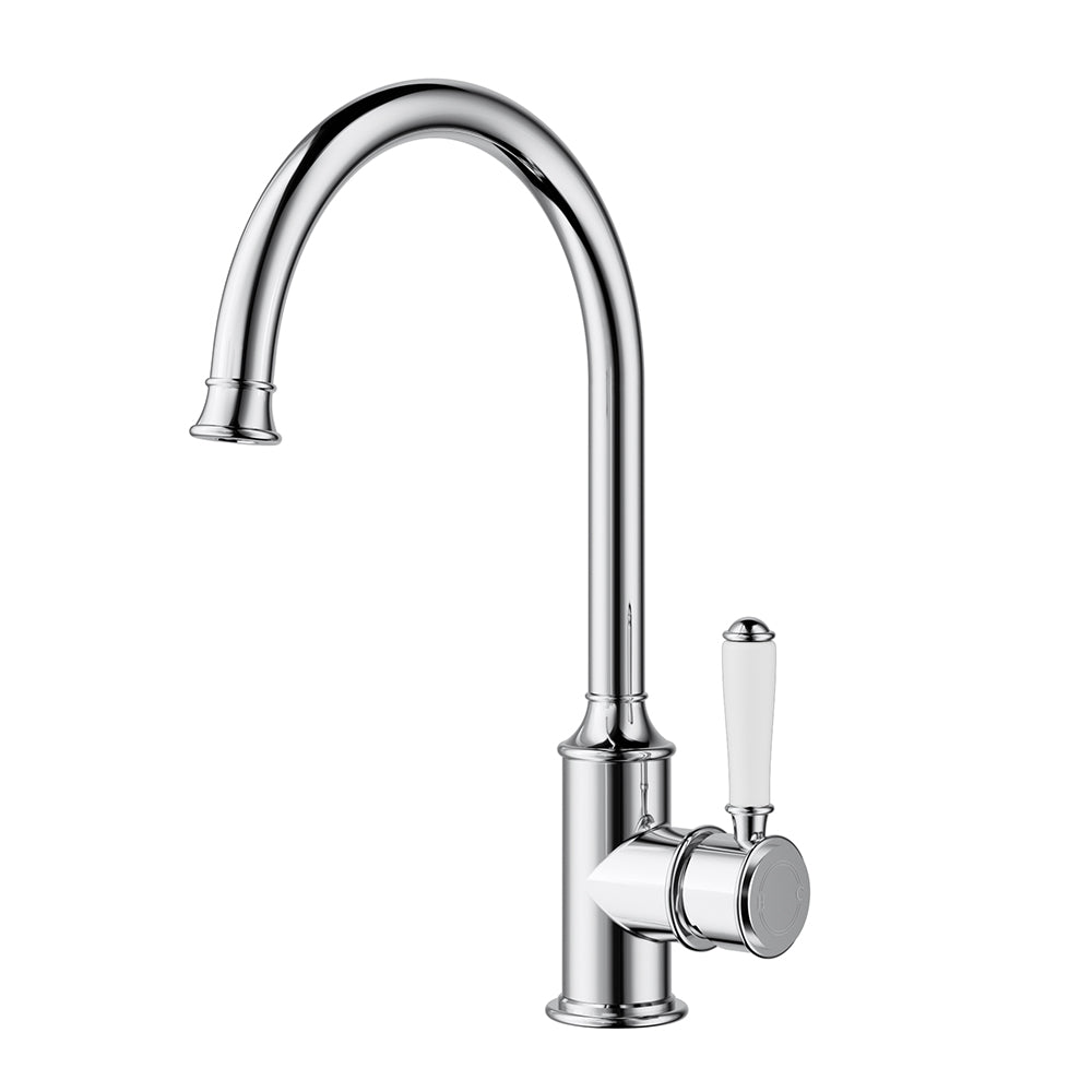 Clasico Vintage Gooseneck Sink Mixer Ceramic Handler - HYB868-101A