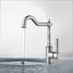 Clasico Vintage Hook Spout Sink Mixer in Brushed Nickel - HYB868-102BN