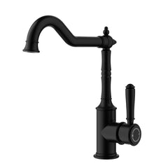 Clasico Vintage Hook Spout Sink Mixer in Matt Black - HYB868-102MB