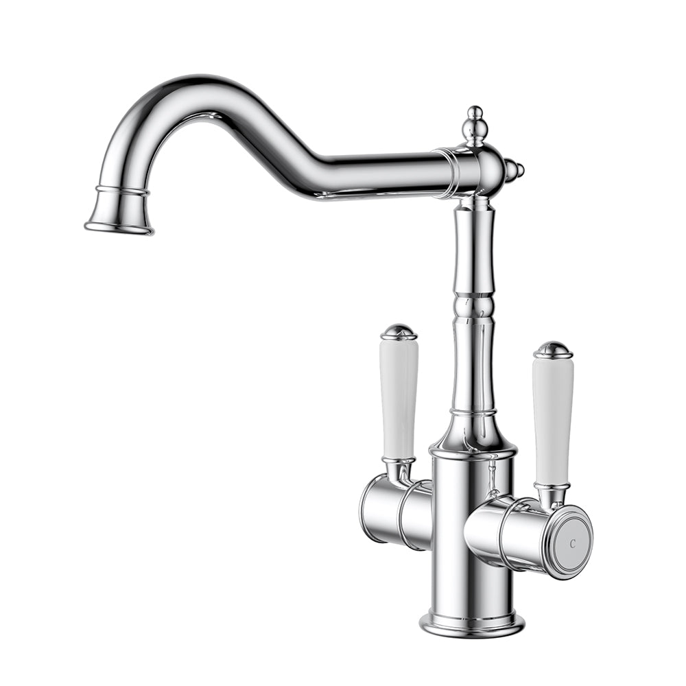 Clasico Twin Handle Gooseneck Sink Mixer Ceramic Handle HYB868-105A