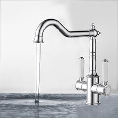Clasico Twin Handle Gooseneck Sink Mixer Ceramic Handle HYB868-105A