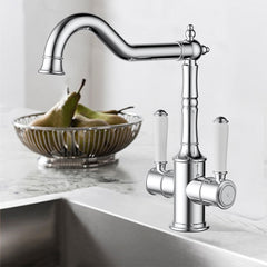 Clasico Twin Handle Gooseneck Sink Mixer Ceramic Handle HYB868-105A
