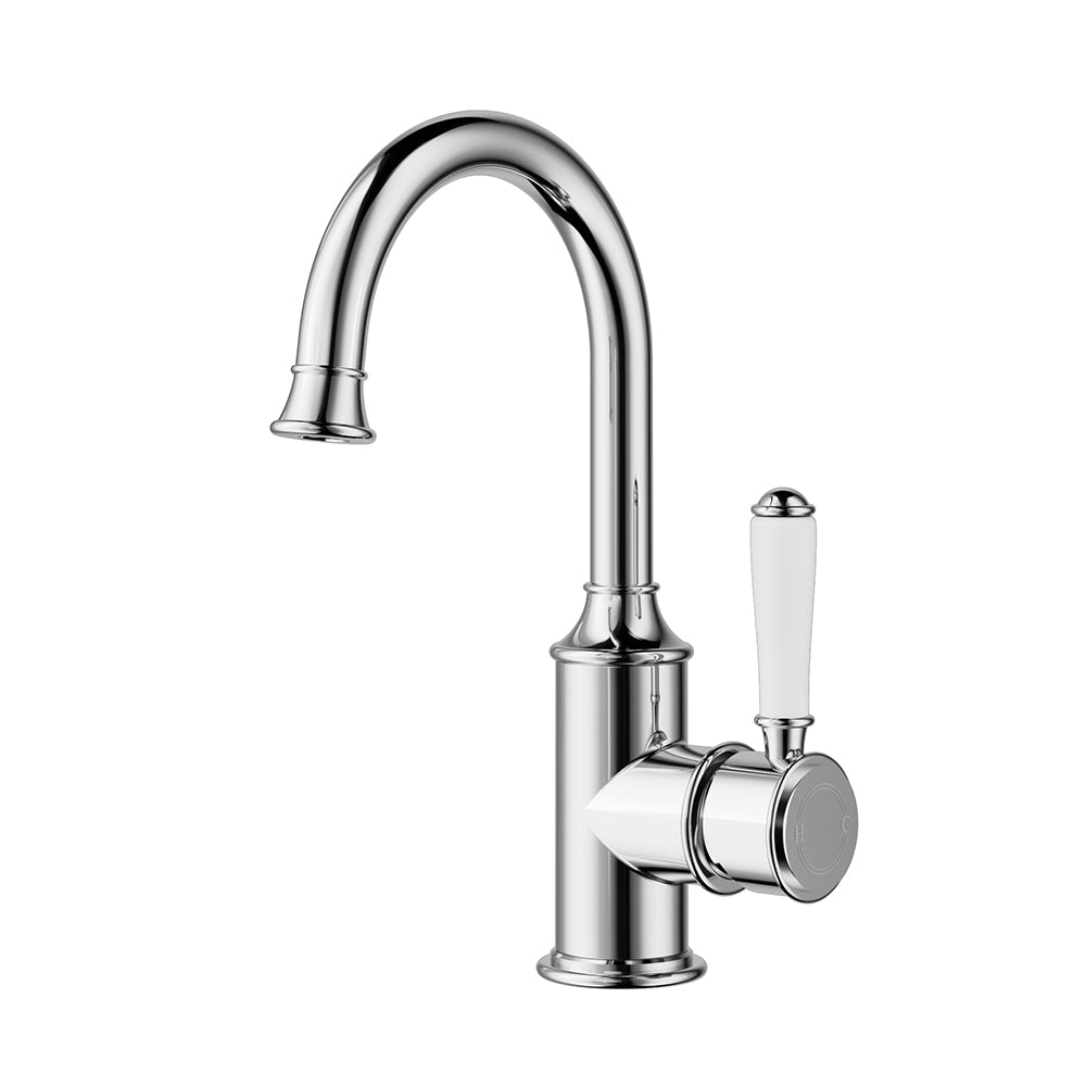 Clasico Gooseneck Basin Mixer Ceramic Handle - HYB868-201A