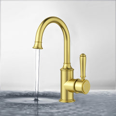 Clasico Gooseneck Basin Mixer in Brushed Gold - HYB868-201BG