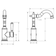 Clasico Basin Mixer with Ceramic White Handle Brushed Nickel - HYB868-202A-BN