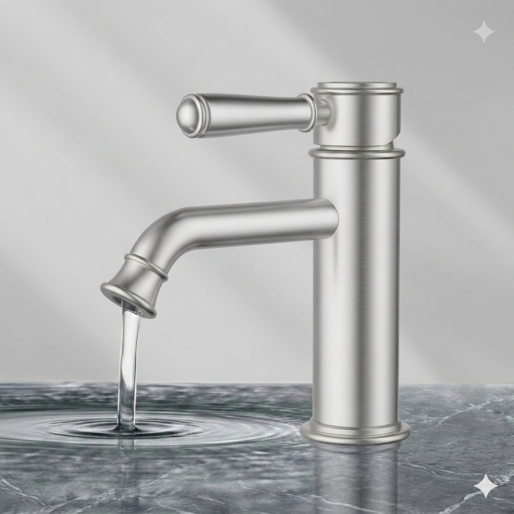 Clasico Basin Mixer Ceramic Handle Brushed Nickel HYB868-203A-BN