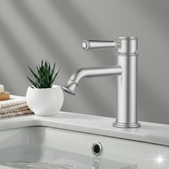 Clasico Basin Mixer Ceramic Handle Brushed Nickel HYB868-203A-BN