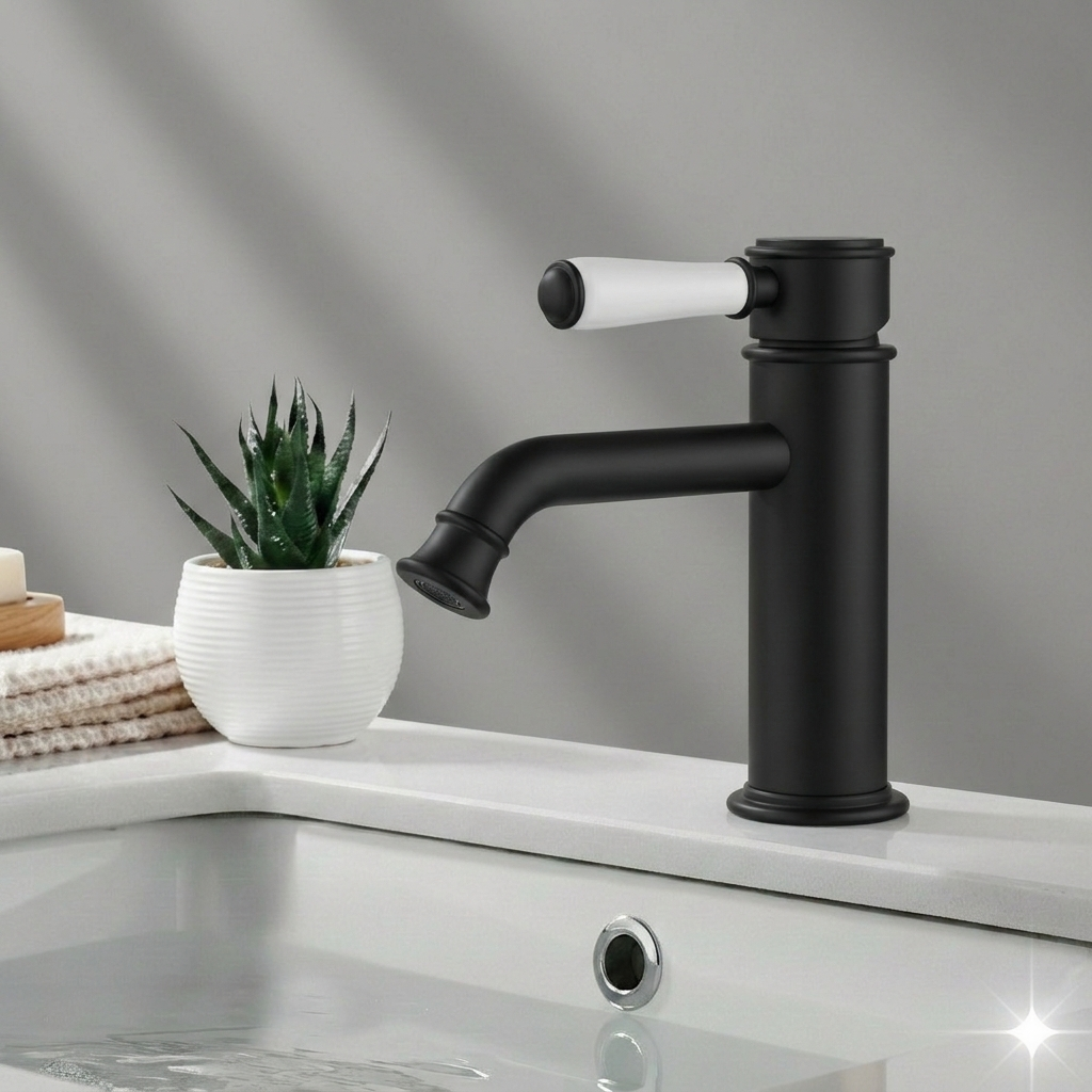 Clasico Basin Mixer Ceramic Handle Matt Black HYB868-203A-MB