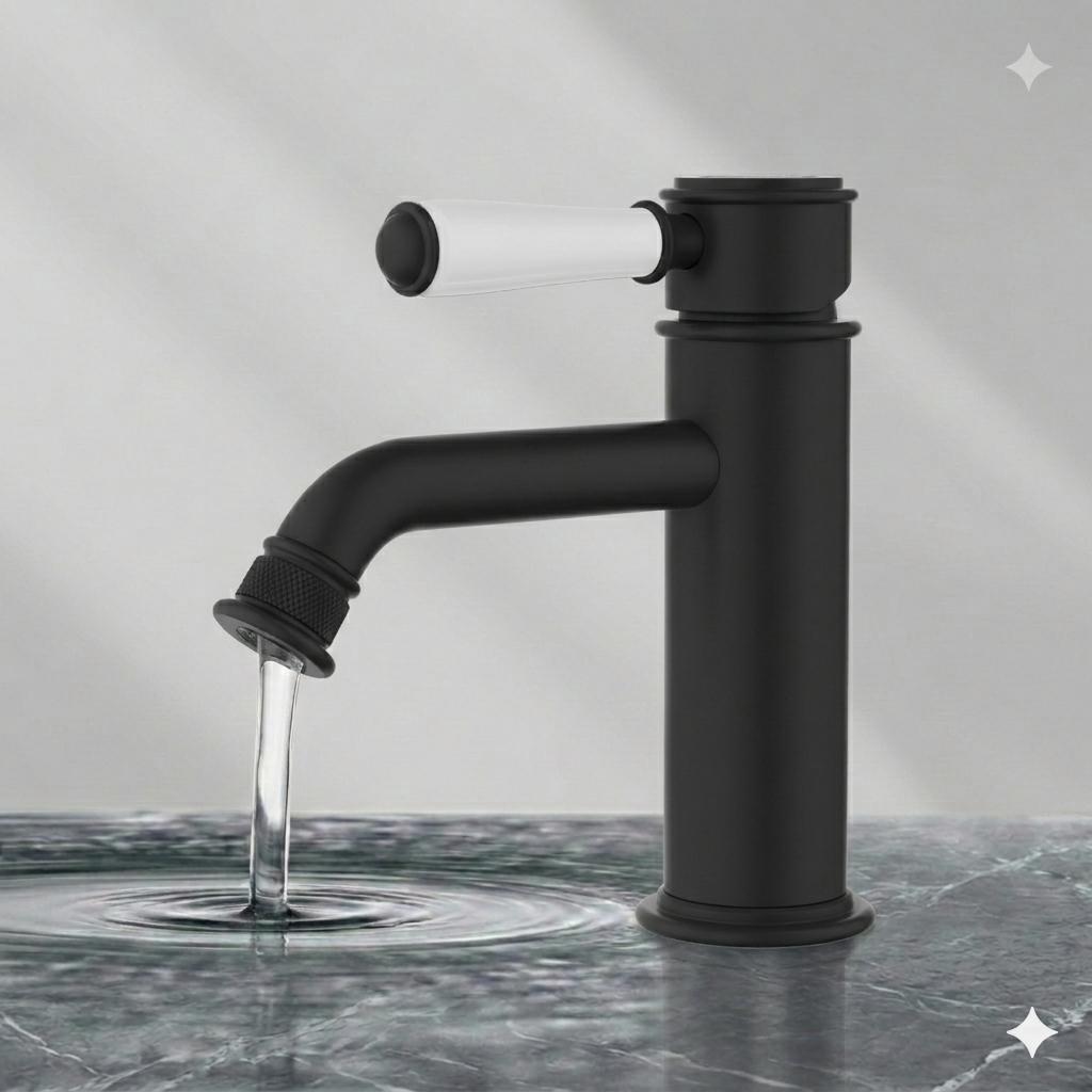 Clasico Basin Mixer Ceramic Handle Matt Black HYB868-203A-MB