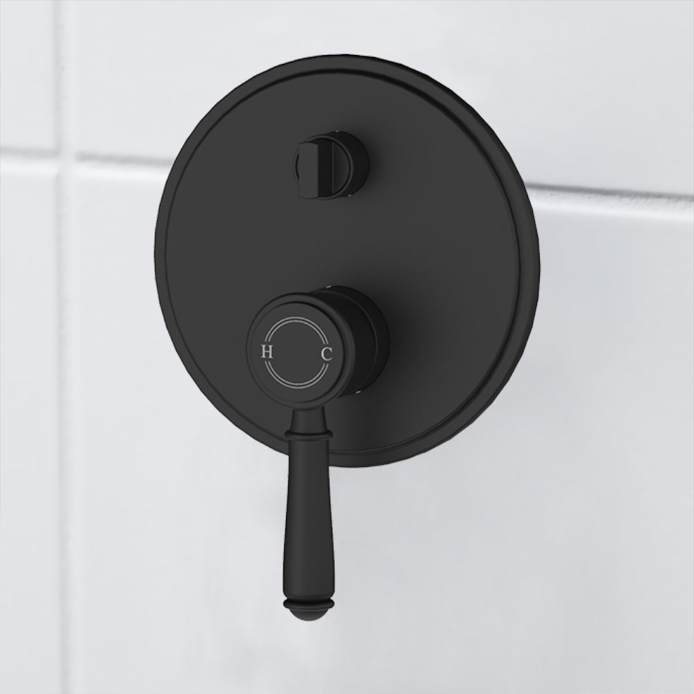 Clasico Vintage Wall Diverter Mixer Trim Kit in Matt Black - HYB868-501TK-MB