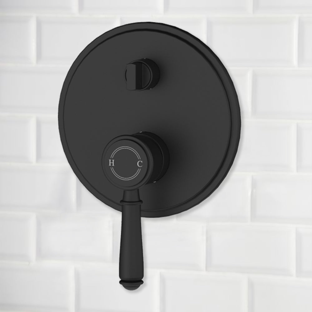 Clasico Vintage Wall Diverter Mixer Trim Kit in Matt Black - HYB868-501TK-MB