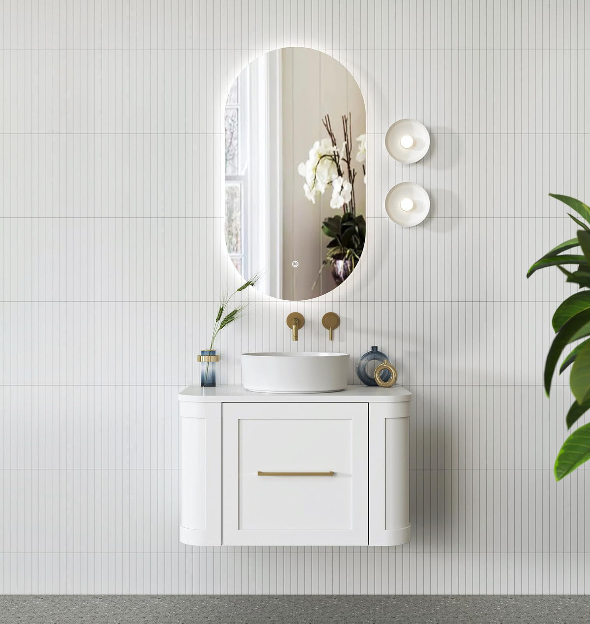 Curved Shaker Wall Hung Matt White Vanity Unit 750mm WH24221-750_MW