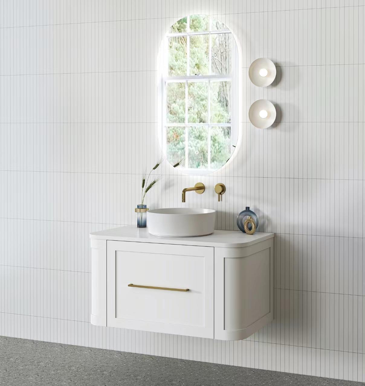 Curved Shaker Wall Hung Matt White Vanity Unit 900mm WH24221-900_MW