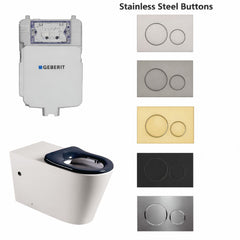 Disabled Compliant Geberit Rimless Toilet Suite With Stainless Steel Colour Buttons