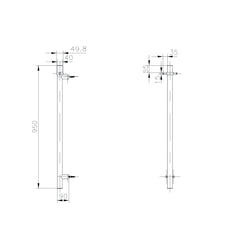 Allegra T-Bar Vertical Heated Towel Rail JY-12V-RVHT-BG