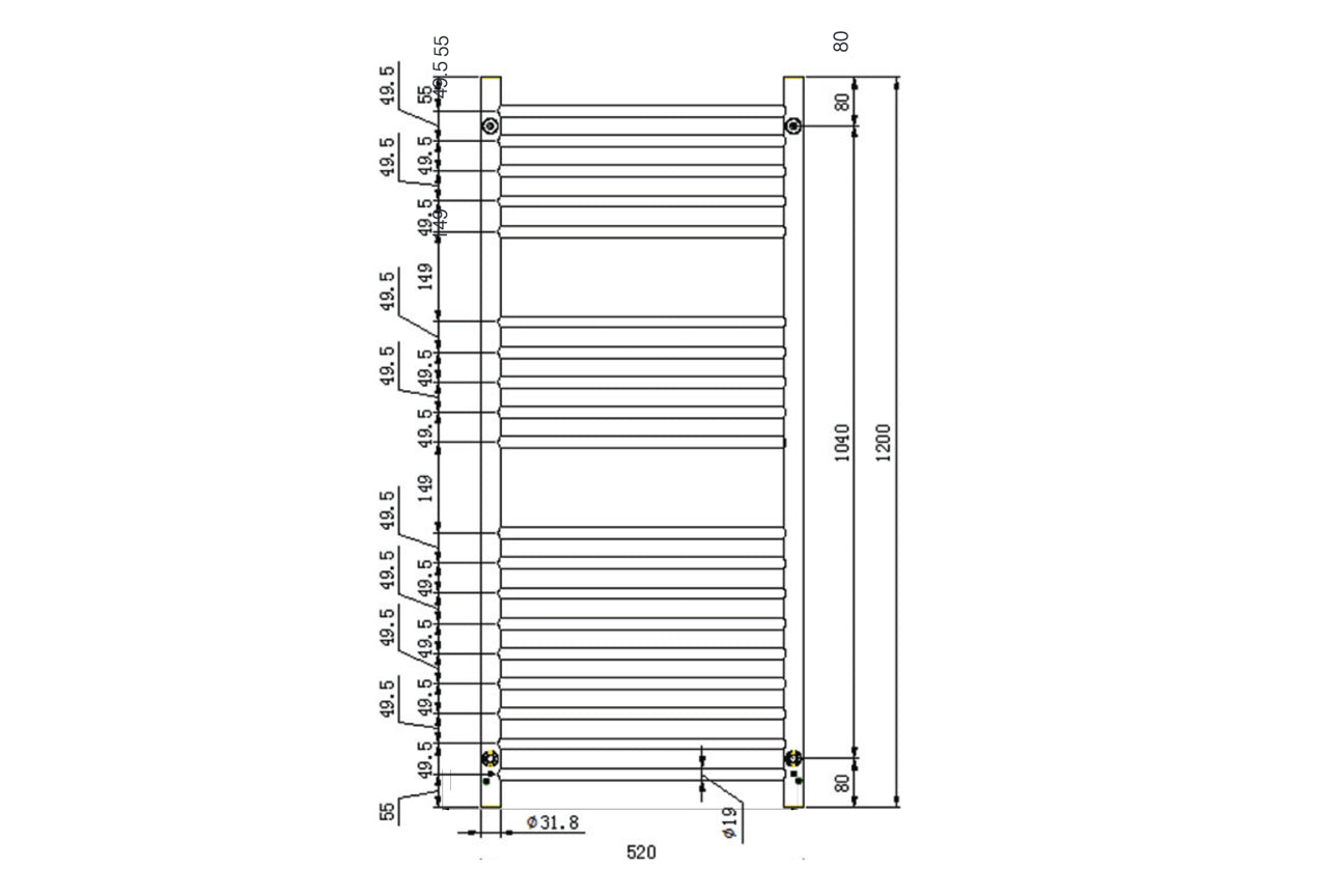 Allegra 19 Bar Heated Towel Rail JY-3319-CH