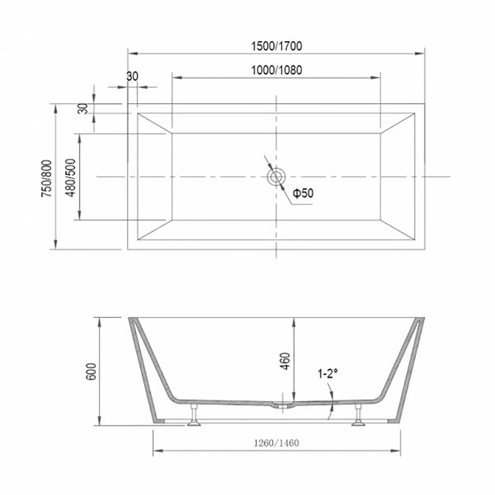 1500mm Lucina Freestanding Bath
