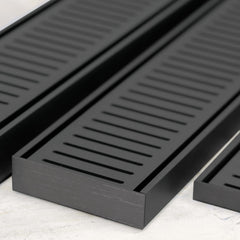 Custom Made Slimline Shower Grate Drain Matt Black 300-3000x100x21mm