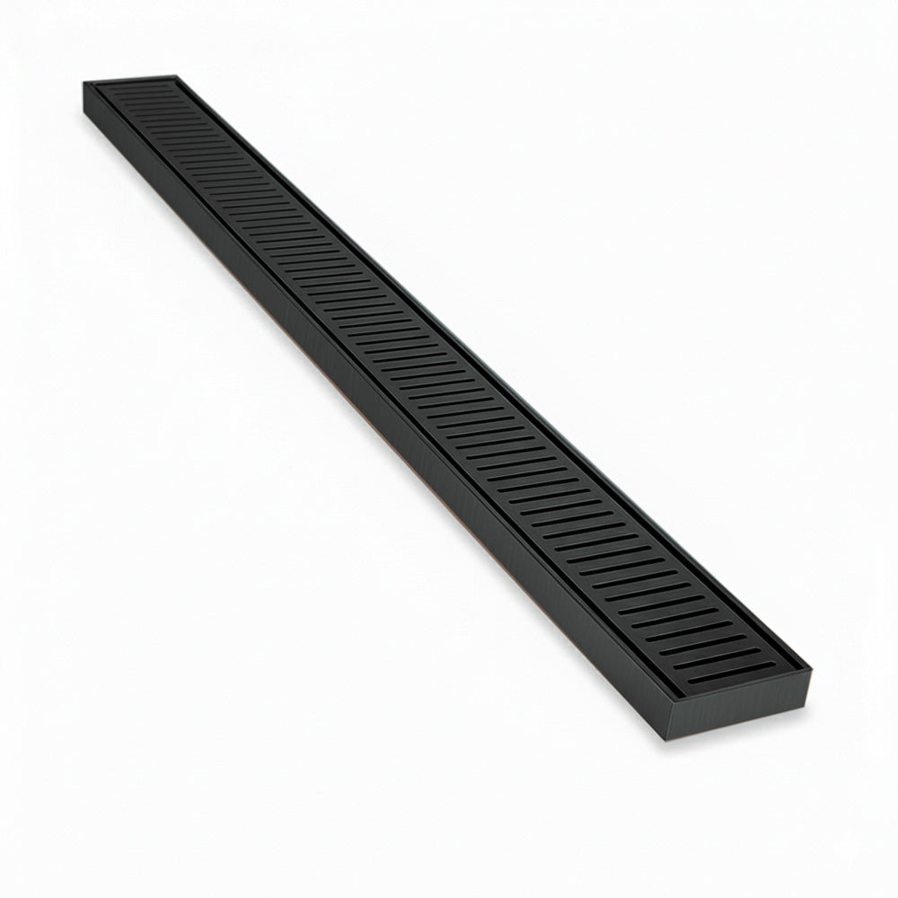 Custom Made Slimline Shower Grate Drain Matt Black 300-3000x100x21mm