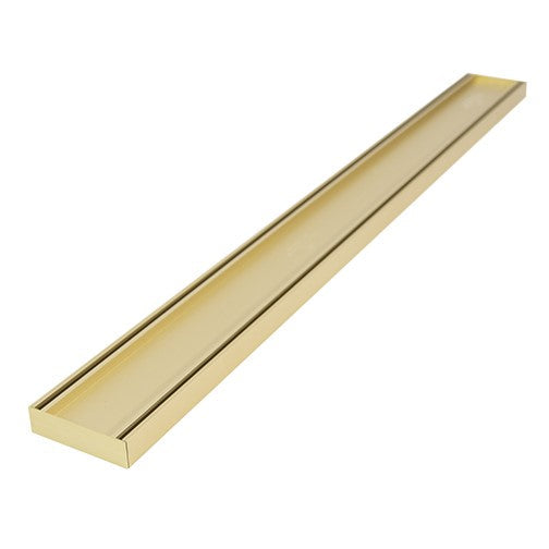 Aluminium Slimline Tile Insert Shower Drain Matt Gold - Takes Tiles Up To 20mm