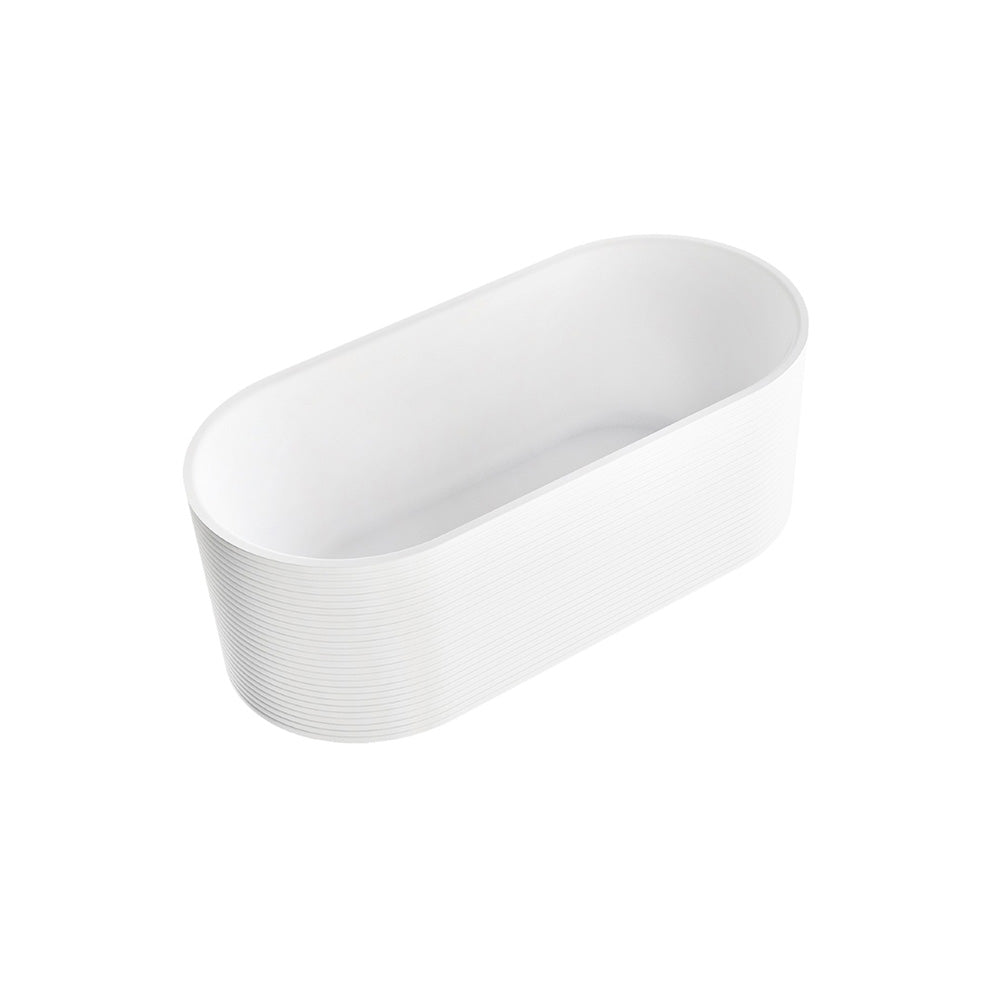 1500mm Fluted H Groove Matt White Freestanding Bath
