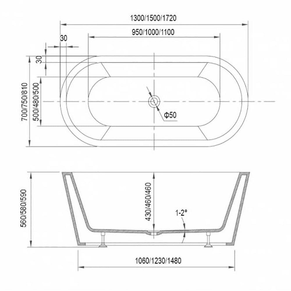1700mm Florida Freestanding Bath