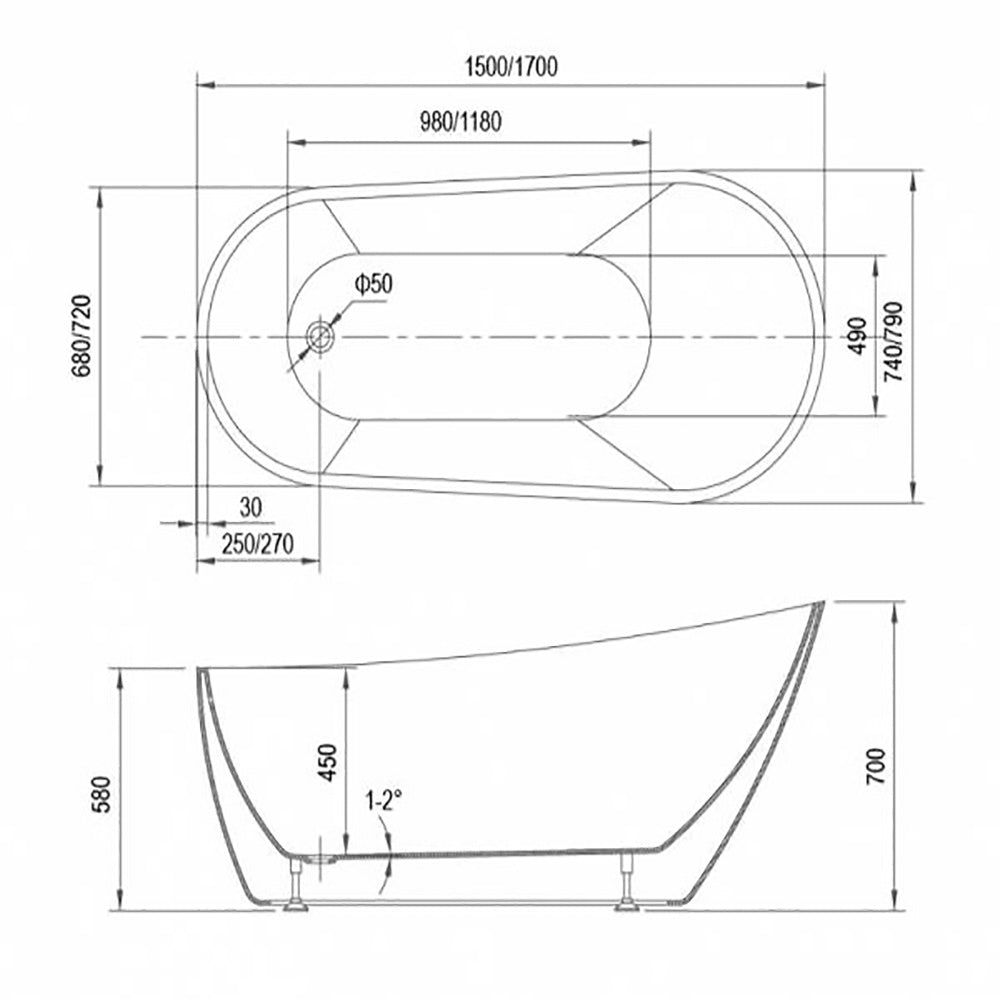 1700mm Arizona Freestanding Bath
