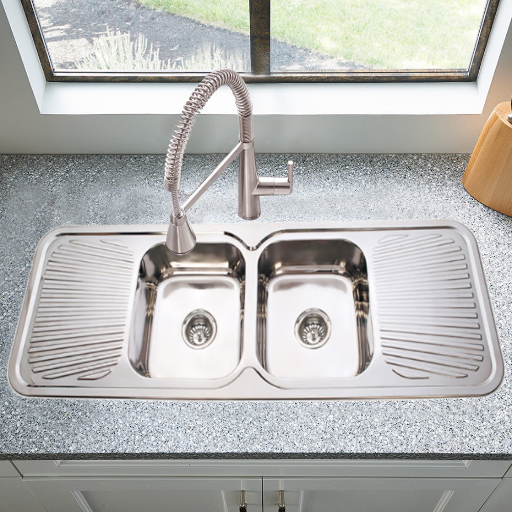 Cora Double Bowl & Double Drainer Kitchen Sink 1500 x 500mm P-1500