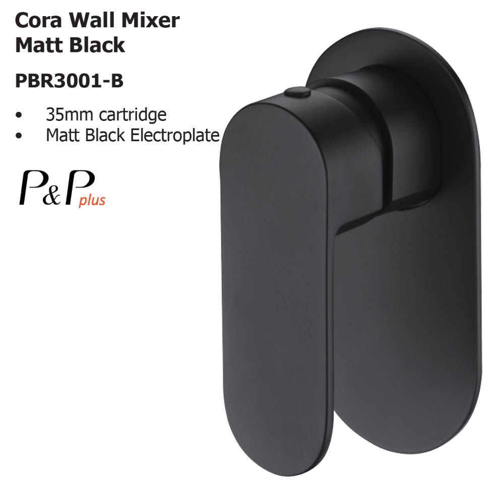 Cora Wall Mixer Matt Black PBR3001LF-B