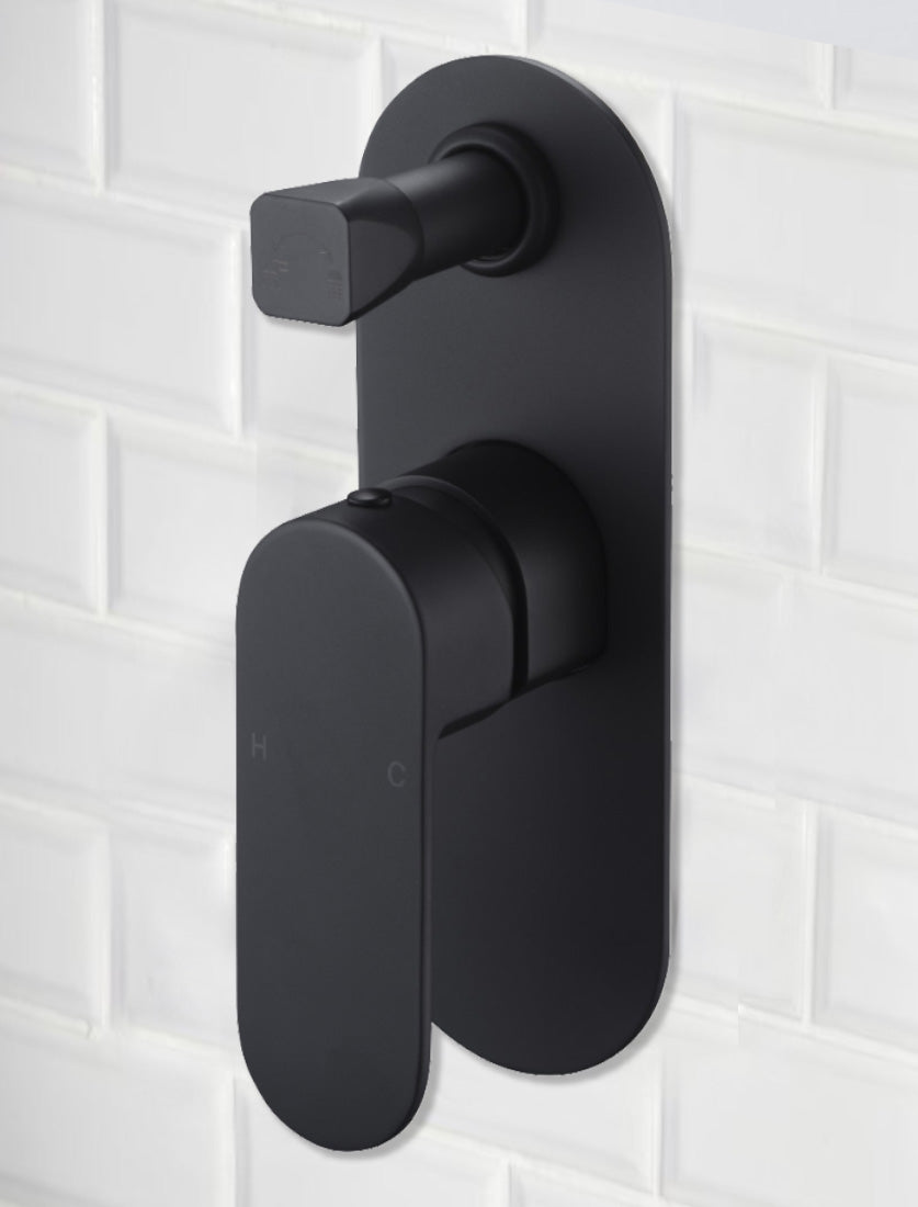 Cora Wall Mixer With Diverter Matt Black PBR3002LF-B