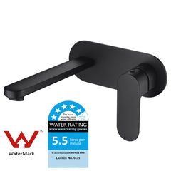 Cora Wall Basin Mixer Matt Black PBR3003LF-B