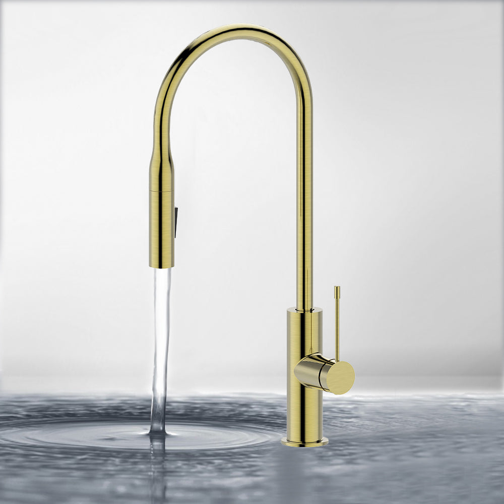 Aziz Pull out Sink Mixer in Brushed Gold PCC1002-BG