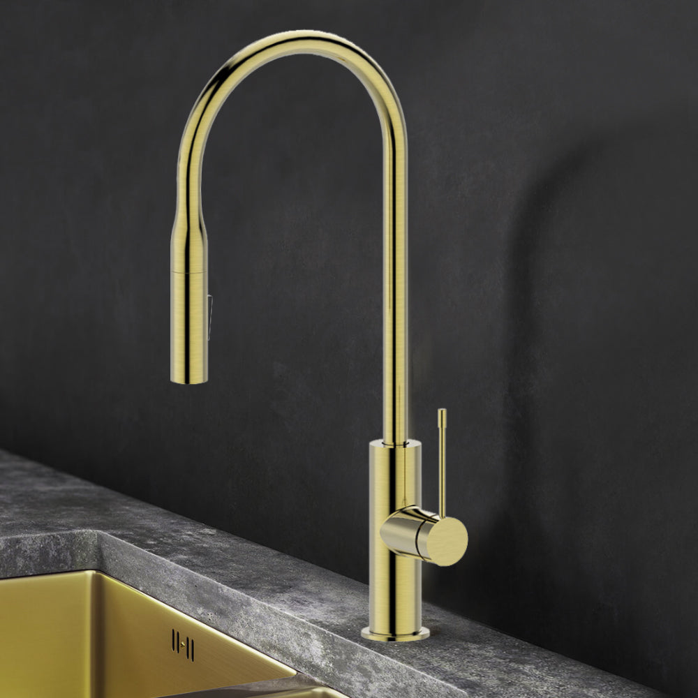 Aziz Pull out Sink Mixer in Brushed Gold PCC1002-BG