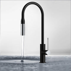 Aziz Pull out Sink Mixer in Matt Black/Chrome PCC1002MB/C