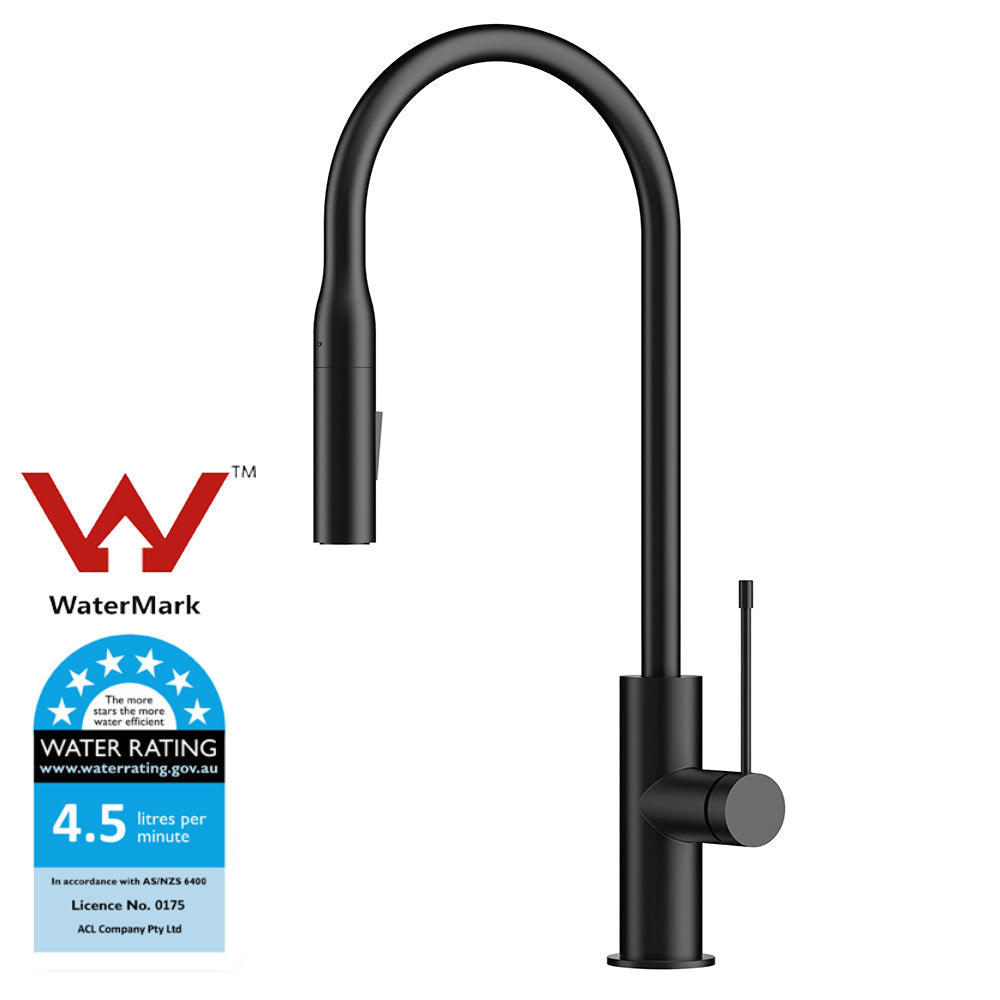 Aziz Pull out Sink Mixer in Matt Black PCC1002MB