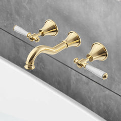 Clasico Vintage Bath Set Ceramic Handle in Brushed Gold - PCK90NZ01ALF-BG
