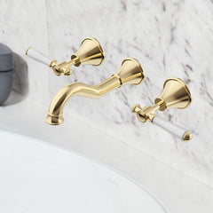 Clasico Vintage Bath Set Ceramic Handle in Brushed Gold - PCK90NZ01ALF-BG