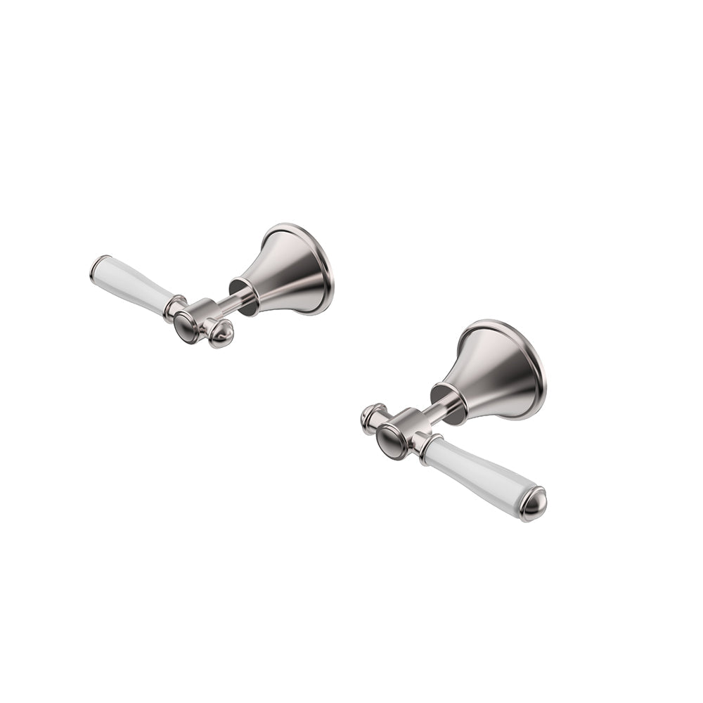 Clasico Vintage Wall Top Assemblies Ceramic Handle in Brushed Nickel - PCK90NZ02ALF-BN