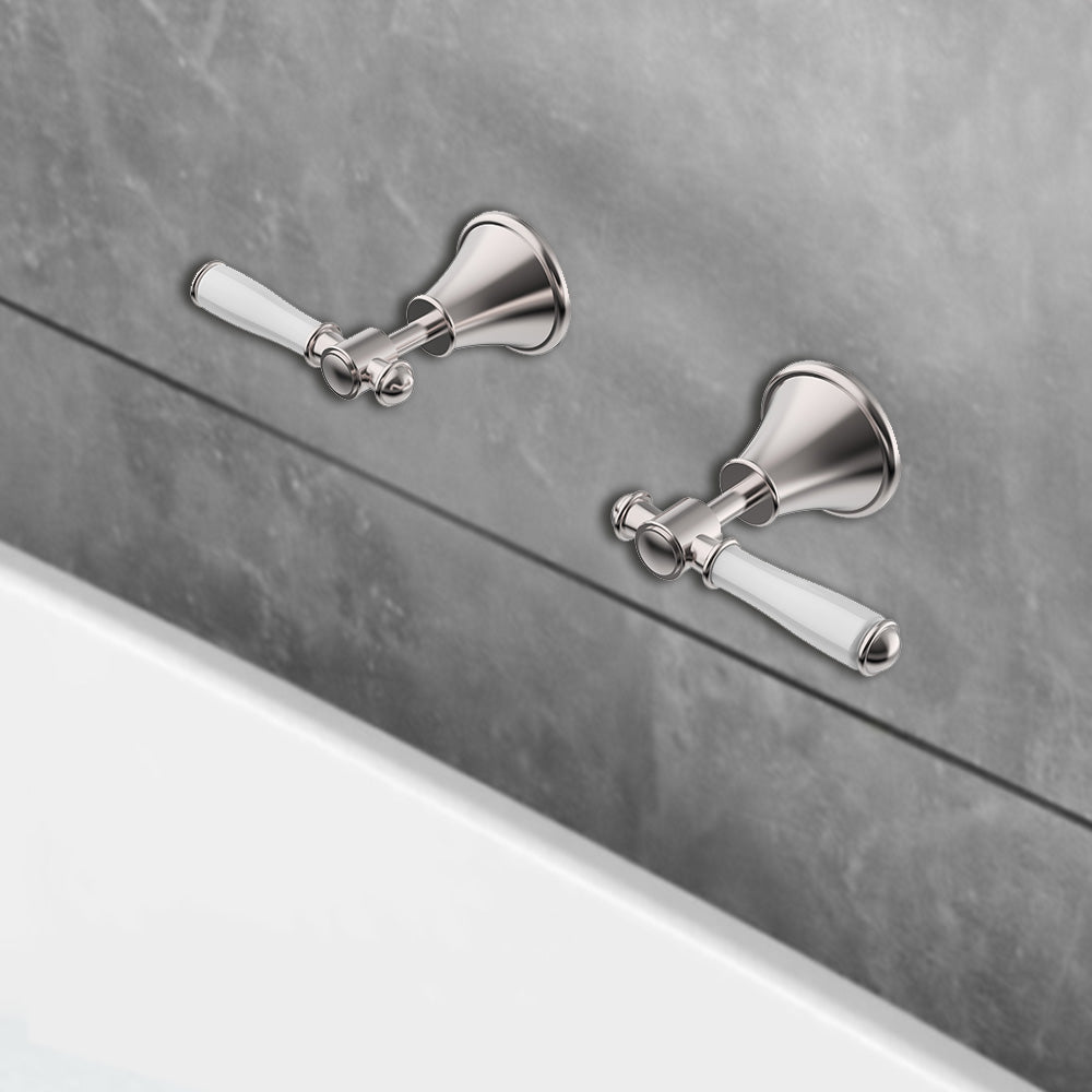 Clasico Vintage Wall Top Assemblies Ceramic Handle in Brushed Nickel - PCK90NZ02ALF-BN