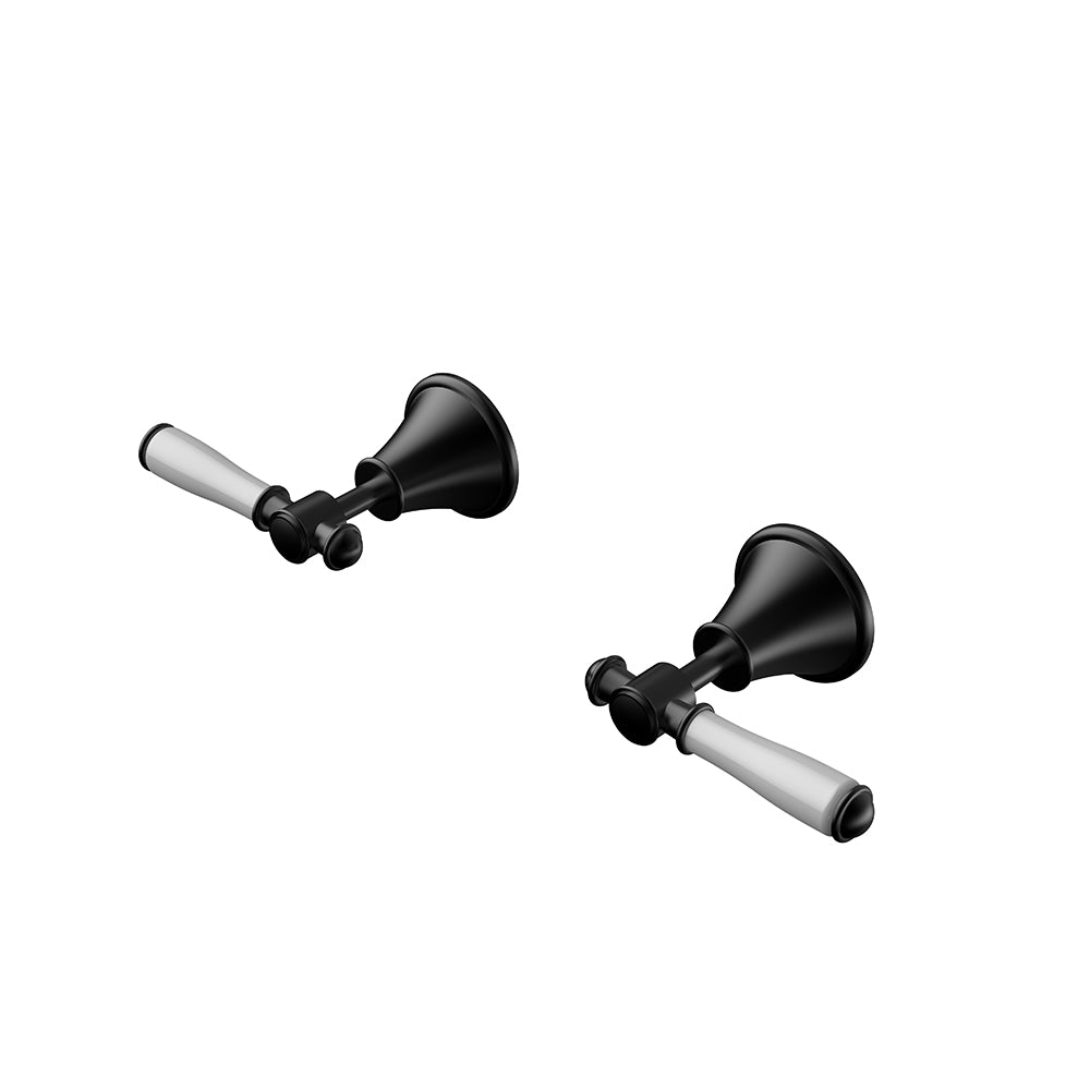 Clasico Vintage Wall Top Assemblies Ceramic Handle in Matt Black - PCK90NZ02ALF-MB