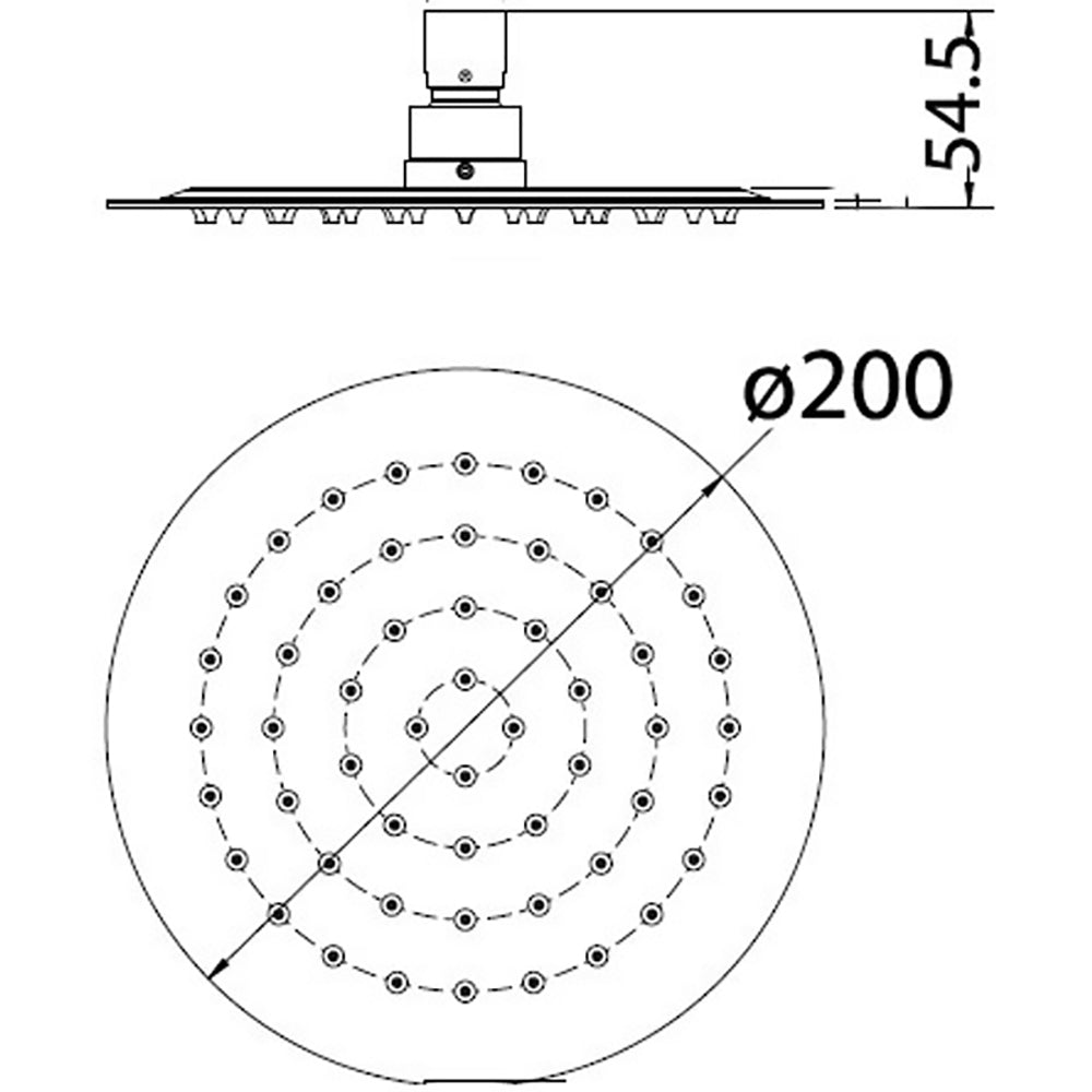 Dove Round SS Shower Head 200mm PRS0801N-R