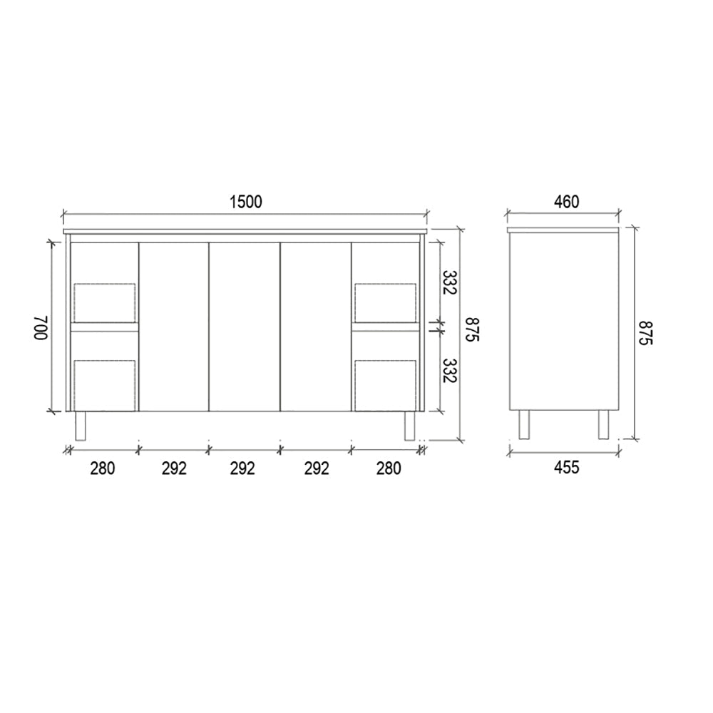 Double Bowl Freestanding White Bathroom Vanity PVC1500D