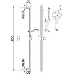 Cora Sliding Shower Rail Brushed Nickel PSH036-BN