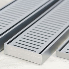 Custom Made Slimline Shower Grate Drain Brush Nickel 300-3000x100x21mm