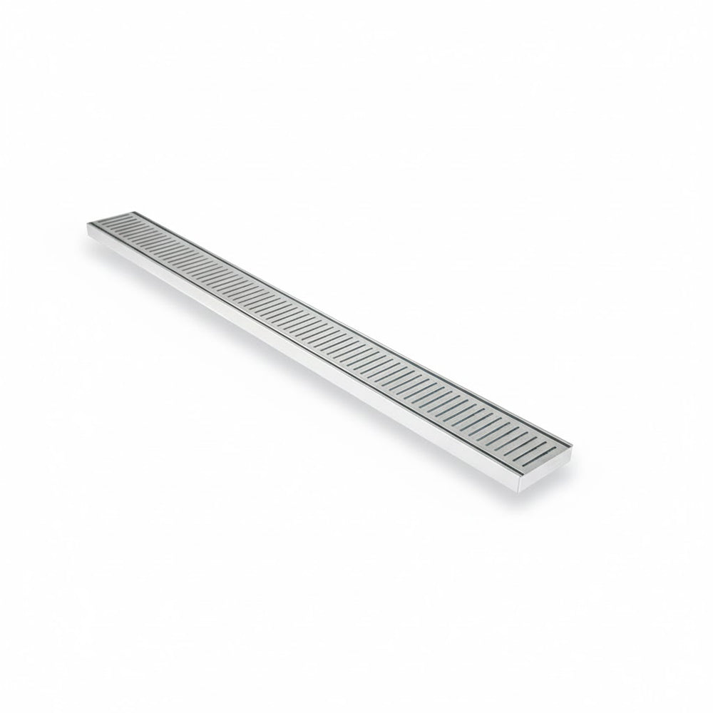 Aluminium Slimline Shower Grate Drain Brush Nickel 300-3000x100x21mm