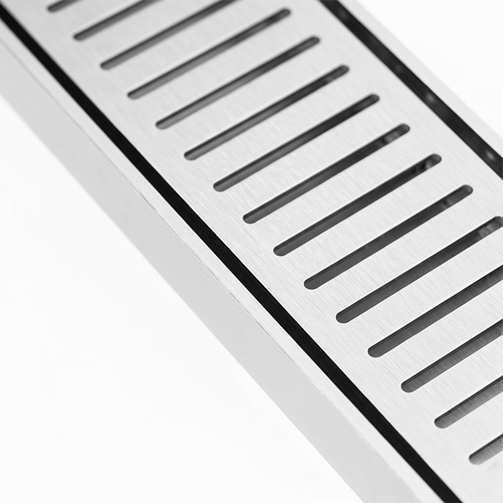 Aluminium Slimline Shower Grate Drain Brush Nickel 300-3000x100x21mm